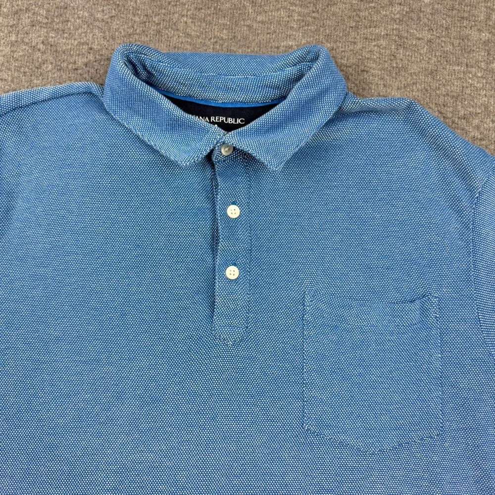 Banana Republic Men's XL‎ Organic Cotton Pique Polo Blue Short Sleeve